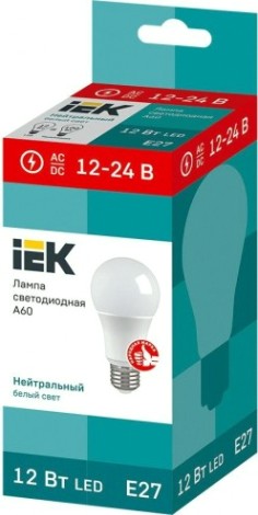 Лампа светодиодная IEK A60 шар 12вт 4000к Е27 [LLE-A60-12-12-24-40-E27]