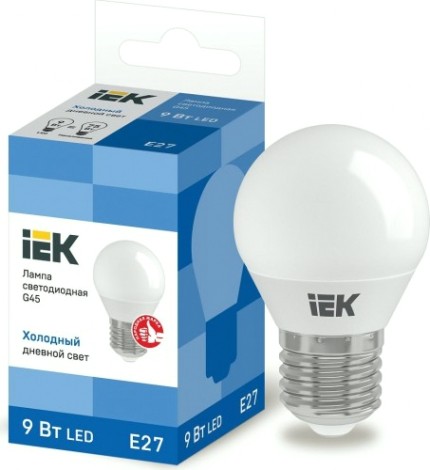 Лампа светодиодная IEK G45 9Вт 6500К Е27 Шар [LLE-G45-9-230-65-E27]