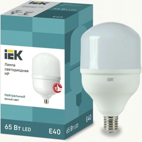 Лампа светодиодная IEK HP 65Вт 230В 4000К E40 [LLE-HP-65-230-40-E40]