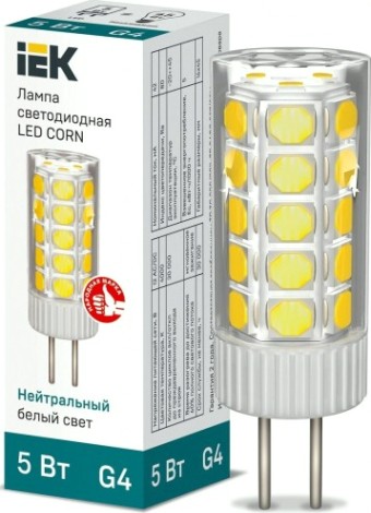 Лампа светодиодная IEK капсула 5Вт 12В 4000К [LLE-CORN-5-012-40-G4]