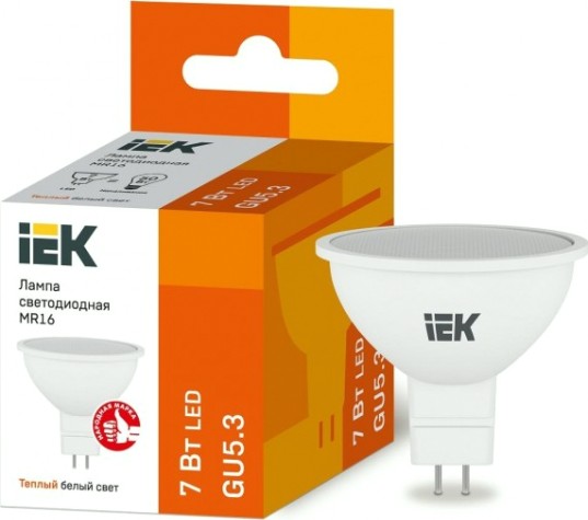 Лампа светодиодная IEK MR16 7Вт 3000К GU5.3 Софит [LLE-MR16-7-230-30-GU5]