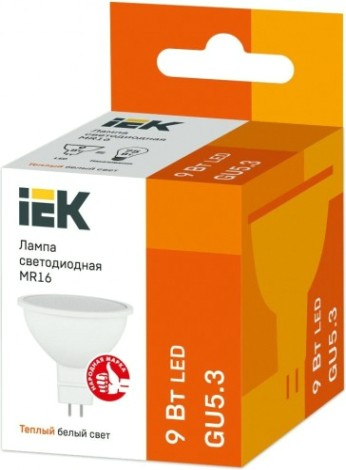 Лампа светодиодная IEK MR16 софит 9вт 3000к gu5.3 [LLE-MR16-9-230-30-GU5]