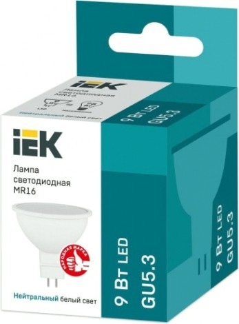 Лампа светодиодная IEK MR16 софит 9вт 4000к gu5.3 [LLE-MR16-9-230-40-GU5]