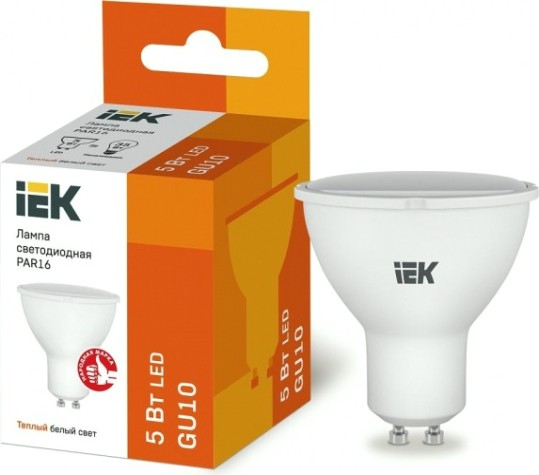 Лампа светодиодная IEK PAR16 5Вт 3000К GU10 Софит [LLE-PAR16-5-230-30-GU10]