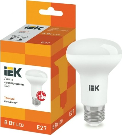 Лампа светодиодная IEK R63 8Вт 3000К Е27 рефлектор [LLE-R63-8-230-30-E27]