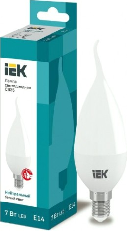 Лампа светодиодная IEK С35 7Вт 4000К E14 Свеча на ветру [LLE-CB35-7-230-40-E14]