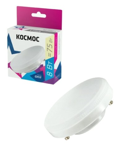 Лампа светодиодная КОСМОС 8Вт GX53 220В 3000K [Lksm_LED8wGX5330C]