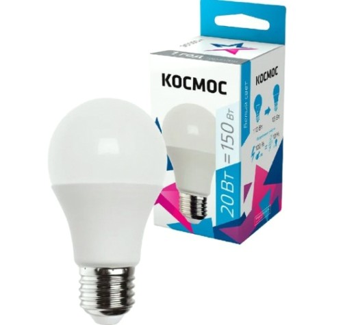 Лампа светодиодная КОСМОС А60 20W Е27 4500K [LkecLED20wA60E2745]