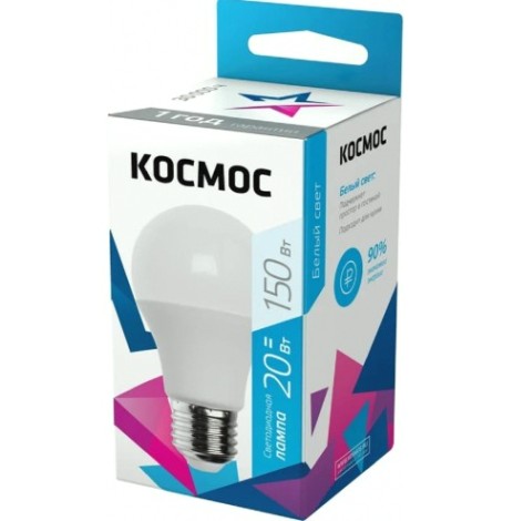 Лампа светодиодная КОСМОС А60 20W Е27 4500K [LkecLED20wA60E2745]