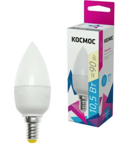Лампа светодиодная КОСМОС CN 10.5W 220V E14 3000K [LkecLED10.5wCNE1430]