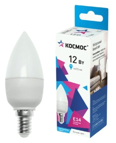 Лампа светодиодная КОСМОС CN 12W 220V E14 4500K [LkecLED12wCNE1445]