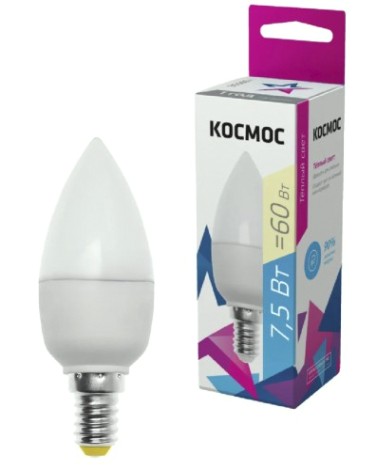 Лампа светодиодная КОСМОС CN 7.5W 220V E14 3000K [LkecLED7.5wCNE1430]