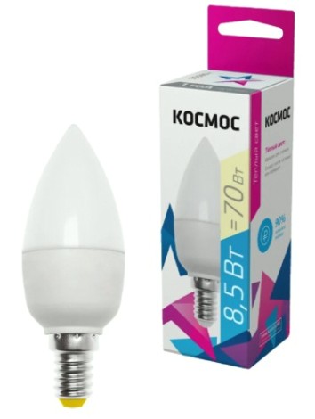 Лампа светодиодная КОСМОС CN 8.5W 220V E14 3000K [LkecLED8.5wCNE1430]