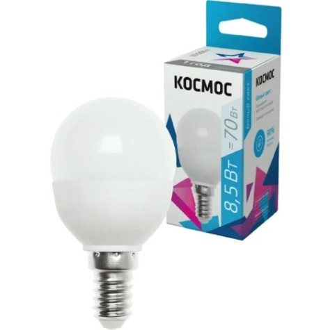 Лампа светодиодная КОСМОС GL45 8.5W 220V E14 4500K [LkecLED8.5wGL45E1445]