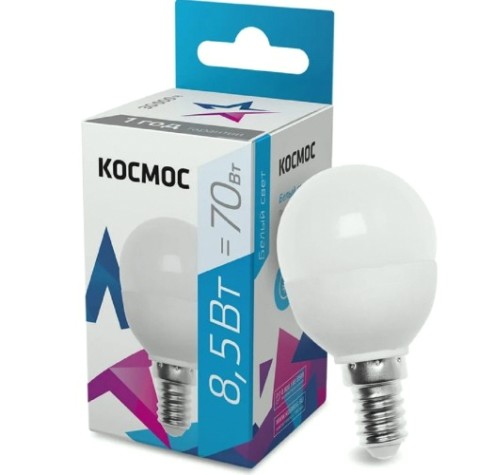 Лампа светодиодная КОСМОС GL45 8.5W 220V E14 4500K [LkecLED8.5wGL45E1445]