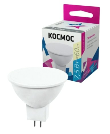 Лампа светодиодная КОСМОС JCDR 7.5W 220V GU5.3 3000K [LkecLED7.5wJCDRC30]