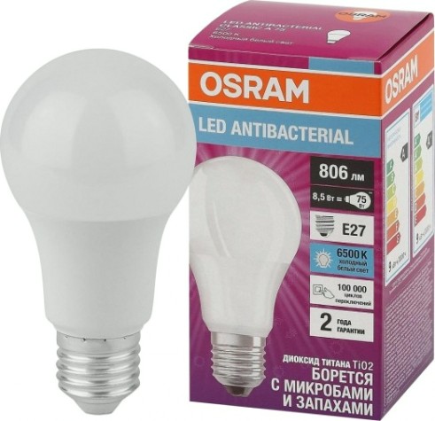 Лампа светодиодная Osram LED Antibacterial cla60 8,5w/865 230vfr e27 [4058075561014]