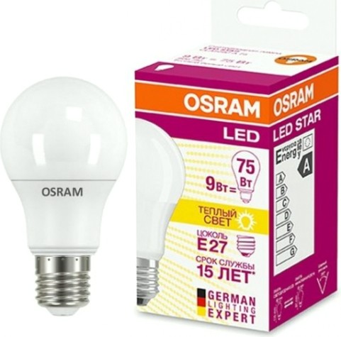Лампа светодиодная Osram LED Star A 75 8.5вт 2700к e27 806лм [4052899971554]
