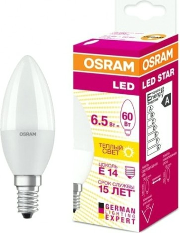 Лампа светодиодная Osram LED Star B 60 6.5вт 3000к e14 550лм [4058075134171]
