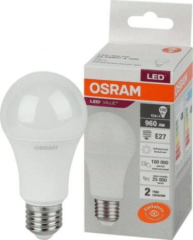 Лампа светодиодная Osram LED VALUE cla100 12sw/840 230v e27 10x1 [4058075579002]