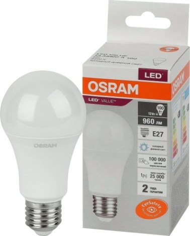 Лампа светодиодная Osram LED VALUE cla100 12sw/865 230v e27 10x1 [4058075579064]