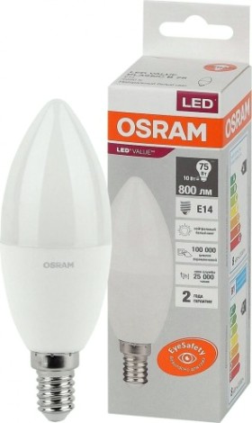 Лампа светодиодная Osram LED VALUE clb75 10sw/840 230v e14 10x1 [4058075579187]