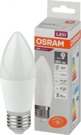 Лампа светодиодная Osram LED VALUE clb75 10sw/840 230v e27 10x1 [4058075579569]