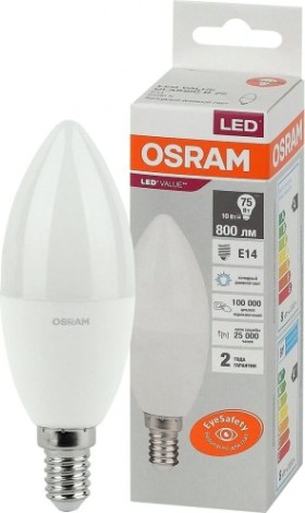 Лампа светодиодная Osram LED VALUE clb75 10sw/865 230v e14 10x1 [4058075579262]