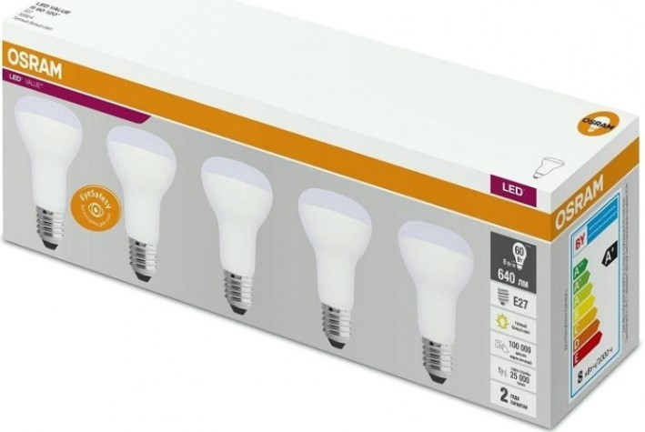 Лампа светодиодная Osram LED VALUE r60 8sw/840 230v e27 (уп 5 шт) [4058075584068]