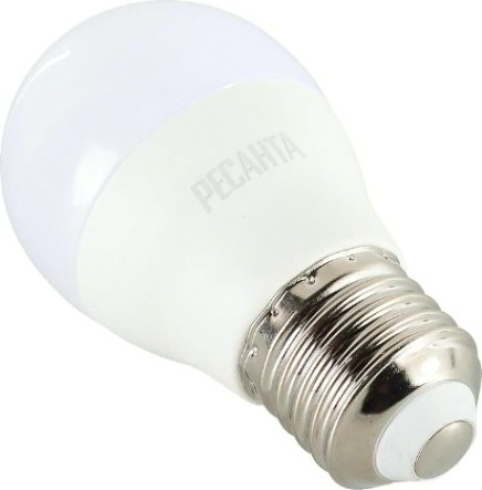 Лампа светодиодная Ресанта LL-R-G45-7W-230-4K-E27 (шар, 7вт, нейтр., е27) [76/1/73]
