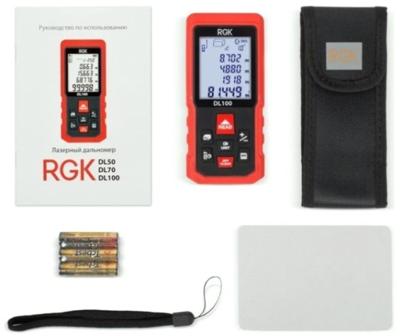 Лазерный дальномер RGK DL100 с угломером [4610011875076]