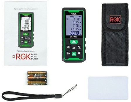 Лазерный дальномер RGK DL100G зеленый луч с угломером [778190]