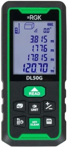 Лазерный дальномер RGK DL50G С ПОВЕРКОЙ зеленый луч с угломером [755726]