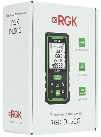 Лазерный дальномер RGK DL50G зеленый луч с угломером [778176]
