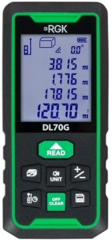 Лазерный дальномер RGK DL70G зеленый луч с угломером [778183]