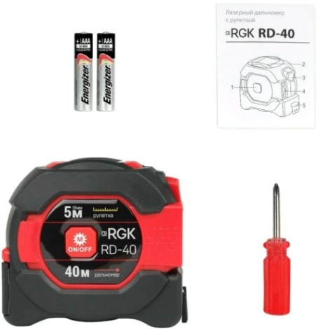 Лазерный дальномер RGK RD40 с рулеткой [774871]