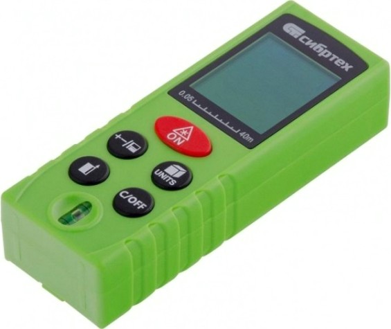 Лазерный дальномер СИБРТЕХ PM-40 40м с пузырьковым уровнем [38010]