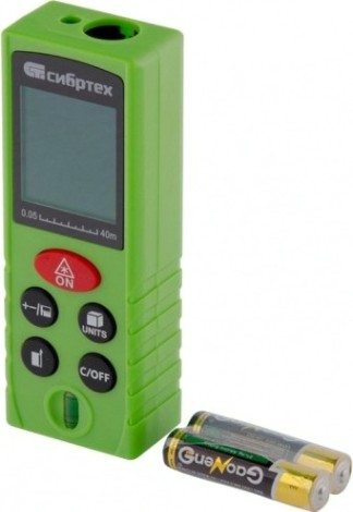 Лазерный дальномер СИБРТЕХ PM-40 40м с пузырьковым уровнем [38010]
