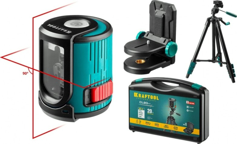 Лазерный уровень KRAFTOOL CL 20 #4 держатель, штатив, в кейcе [34700-4_z01]