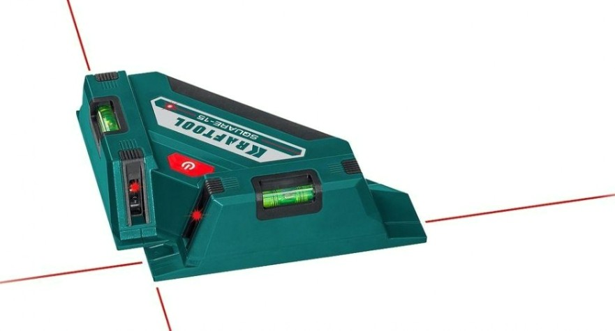 Лазерный уровень KRAFTOOL SQUARE-15 угольник для кафеля [34705]