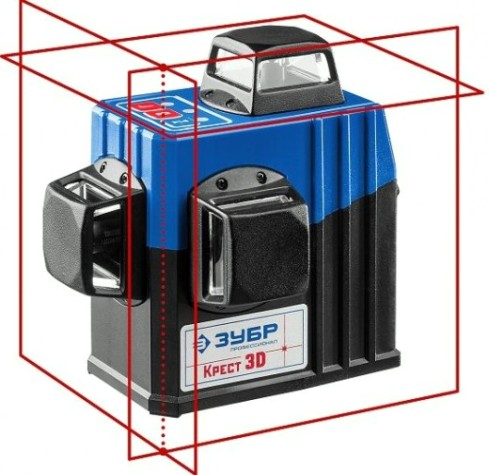 Лазерный уровень ЗУБР 3D крест 3d №2 нивелир [34908-2]