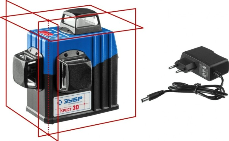 Лазерный уровень ЗУБР 3D крест 3d нивелир 3х360° [34908]