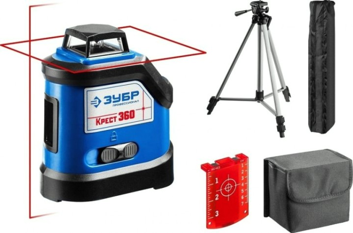 Лазерный уровень ЗУБР КРЕСТ 360 №2 нивелир 360° [34906-2]