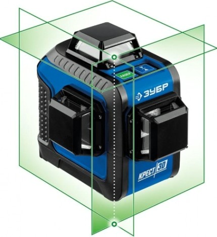 Лазерный уровень ЗУБР ПРОФЕССИОНАЛ крест 3d зеленый [34909]