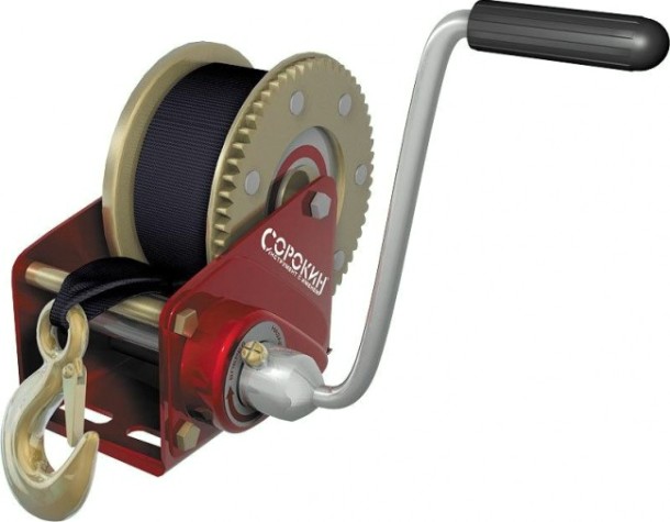 Лебедка барабанная СОРОКИН 4.19 (0,9 т - 8,0 м) текстильная лента