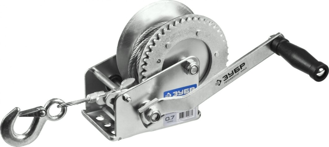 Лебедка барабанная ЗУБР Профессионал тяговая, тросовая, 0,7т, 8м [43113-0.7_z01]