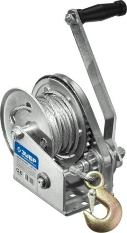 Лебедка ручная барабанная ЗУБР "ПРОФЕССИОНАЛ" подъемная, тросовая, 0.5 т, 8 м 43117-0.5 [43117-0.5]