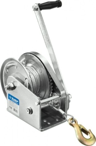 Лебедка ручная барабанная ЗУБР "ПРОФЕССИОНАЛ" подъемная, тросовая, 0.9 т, 8 м 43117-0.9 [43117-0.9]