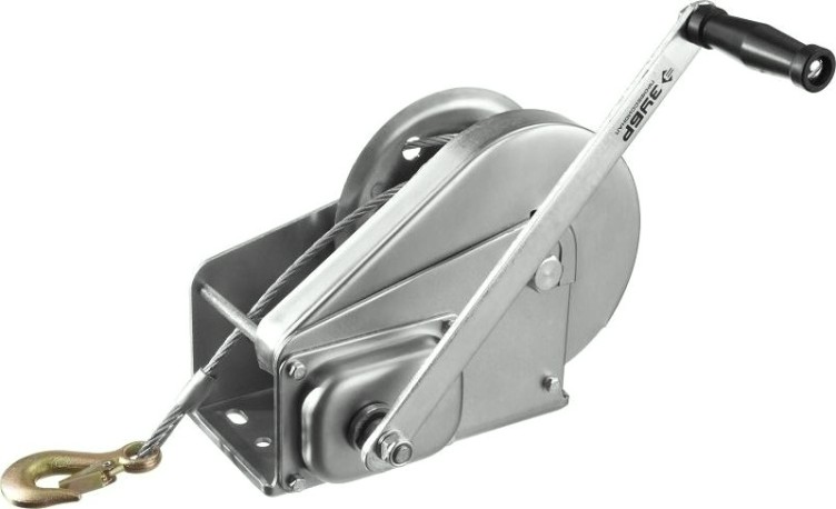 Лебедка ручная барабанная ЗУБР "ПРОФЕССИОНАЛ" подъемная, тросовая, 1.3 т, 8 м 43117-1.3 [43117-1.3]