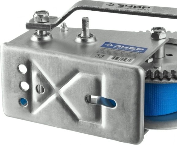 Лебедка ручная барабанная ЗУБР "ПРОФЕССИОНАЛ" тяговая, ленточная, 1.1 т, 8 м 43115-1.1 [43115-1.1]